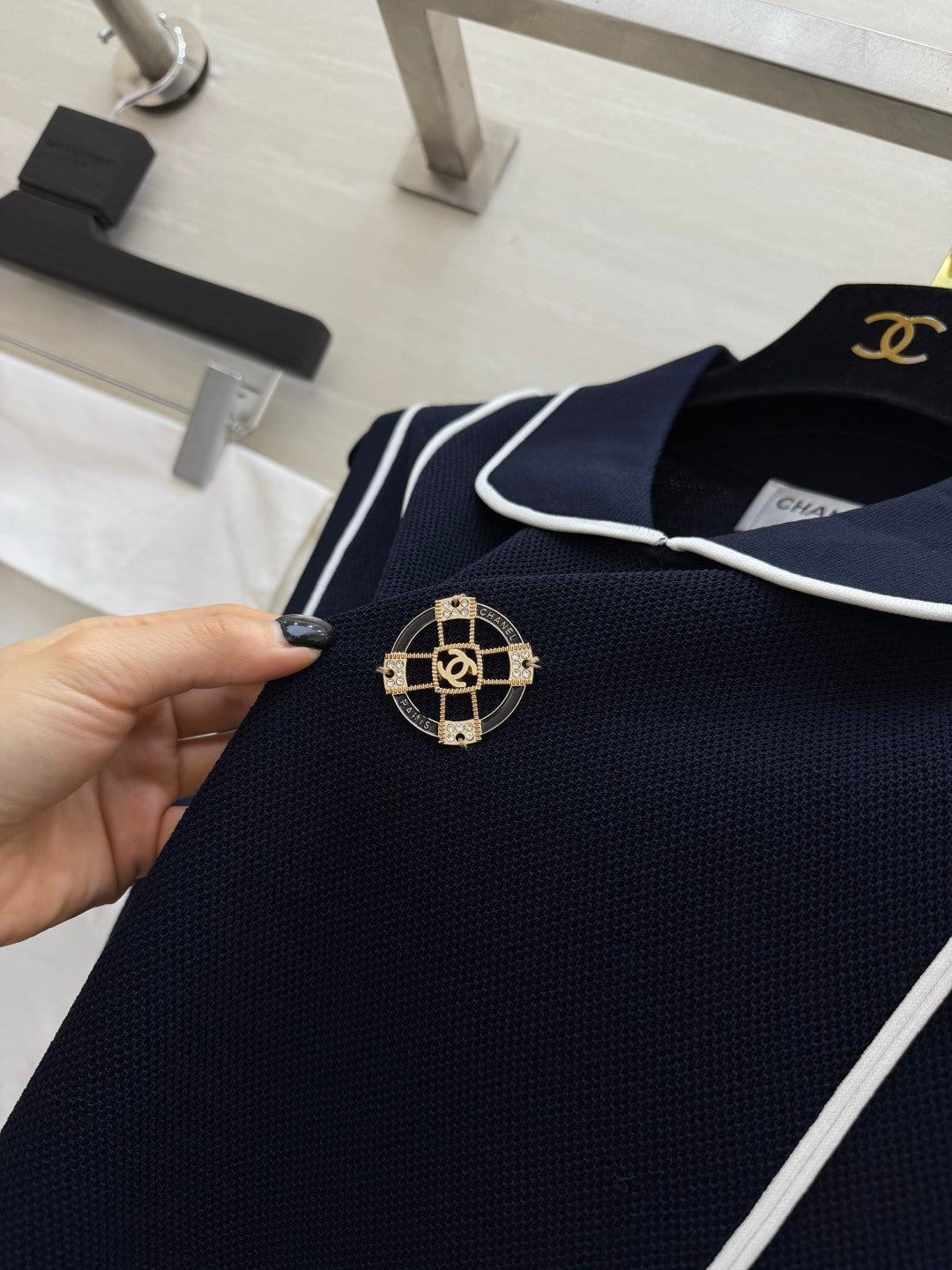 CC 26 Classic Preppy Vest Navy Blue in Wool Knitwear 379457