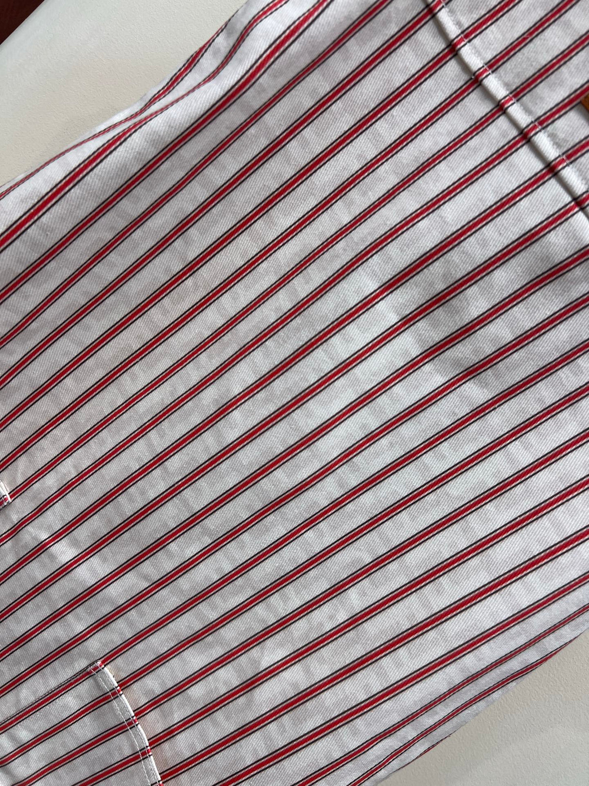 FD 26 Red and White Vertical Striped Dress in Cotton 385778