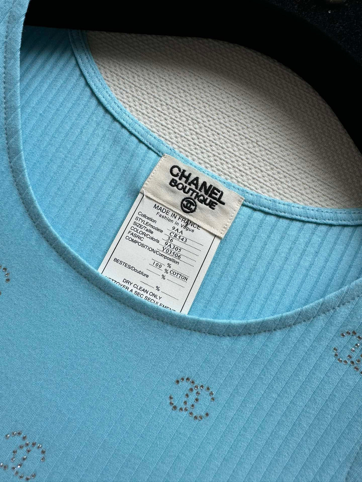 CC Round Neck Vest Blue in Cotton 387732