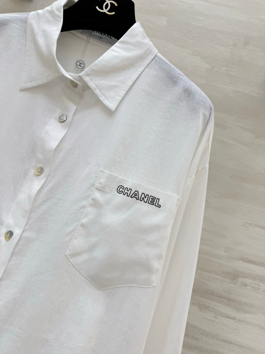 CC 26 Breeze Shirt White in Cotton-linen Fabric 388723