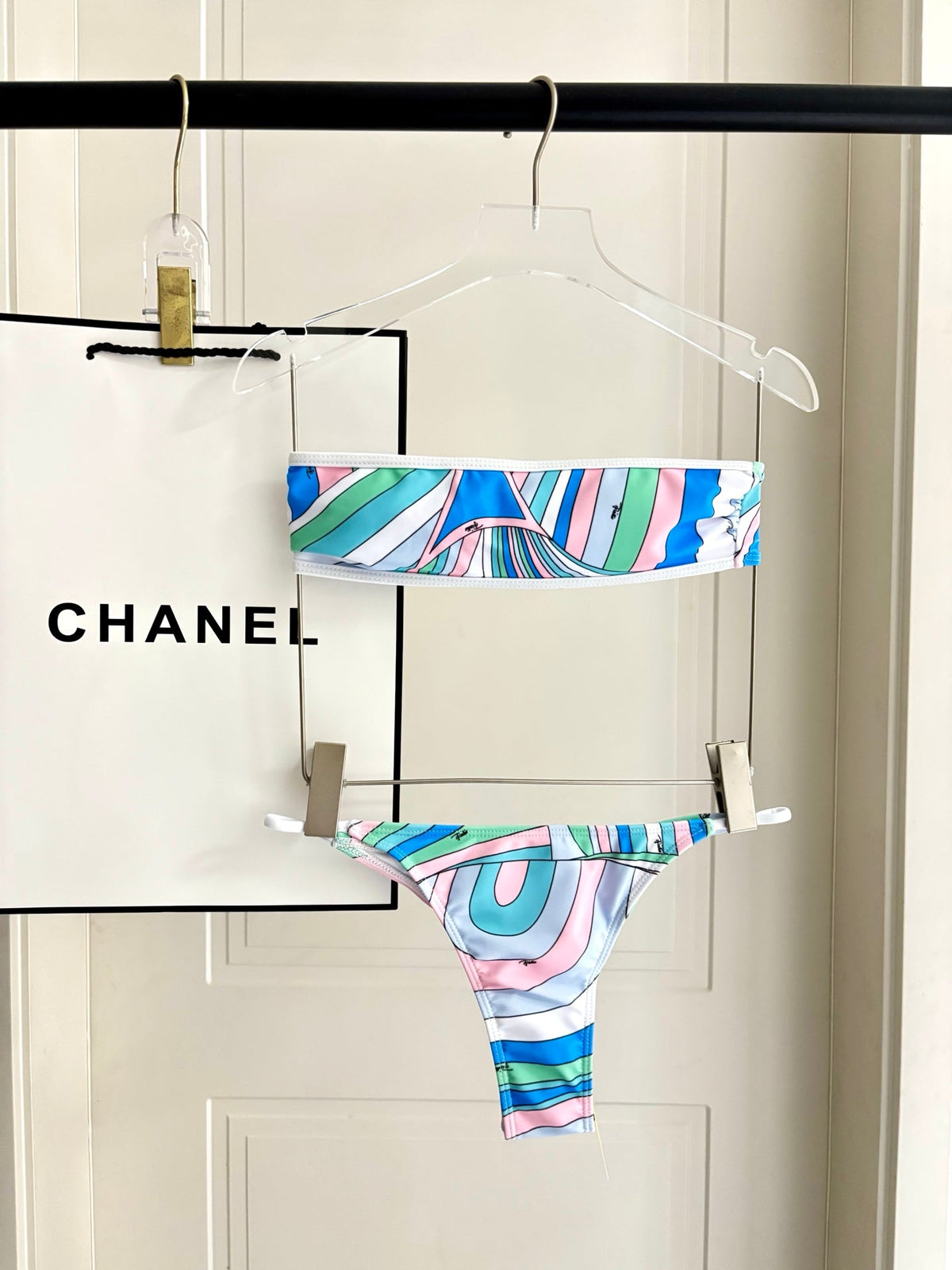 Pucci 3-Piece Swimwear Set Blue Pink Green Marmo Print 240264