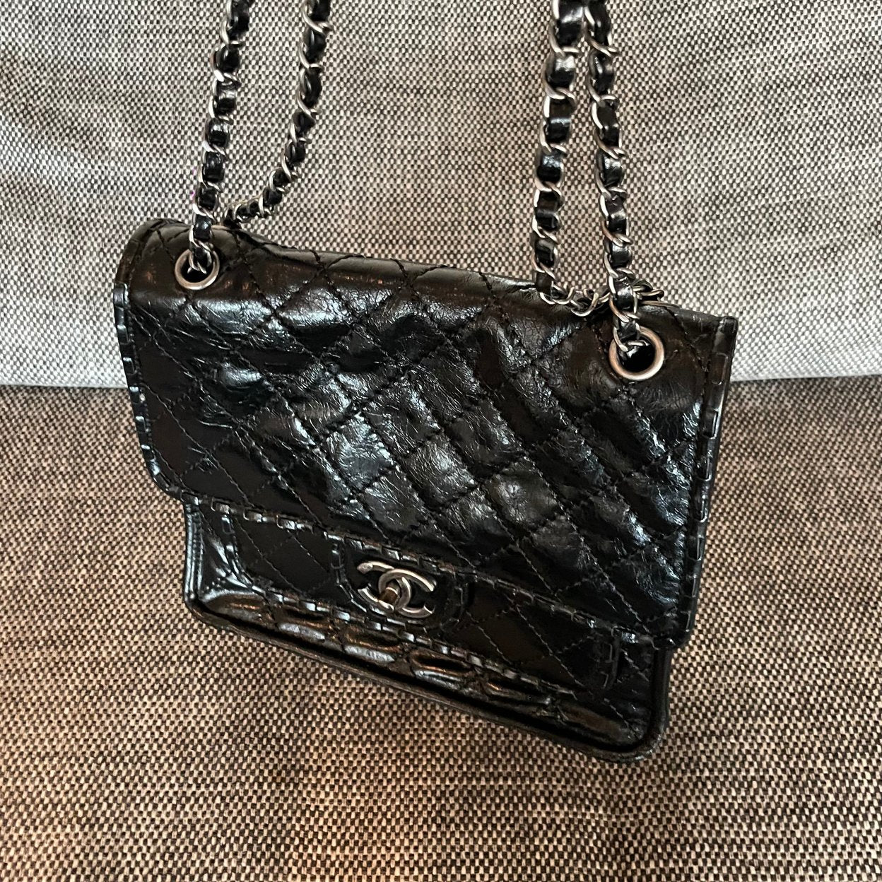 CC Vintage CC Flap Bag 26cm Black Synthetic Leather