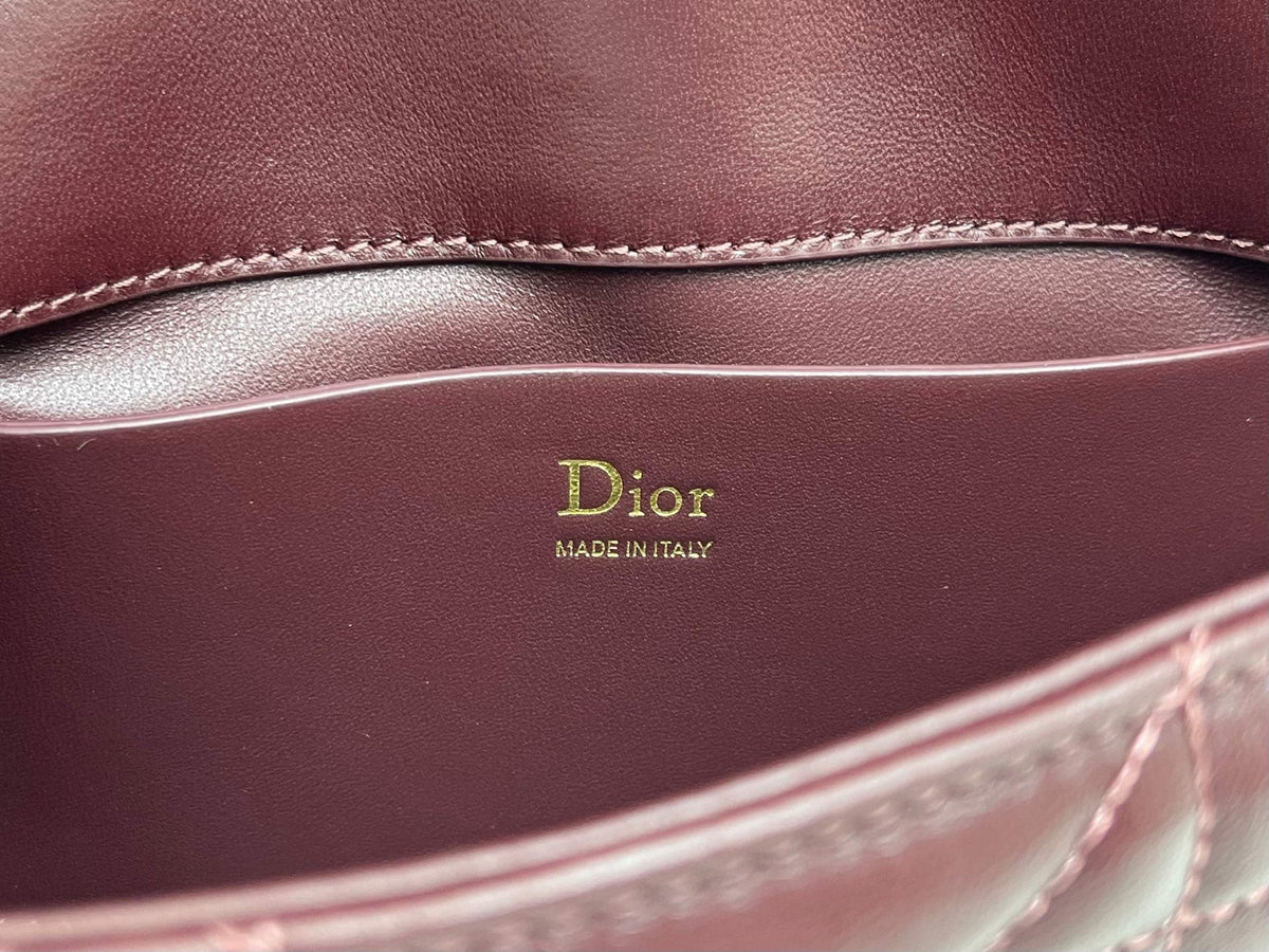 CD My Tender Top Handle Burgundy 21cm Burgundy Macrocannage Leather 159471