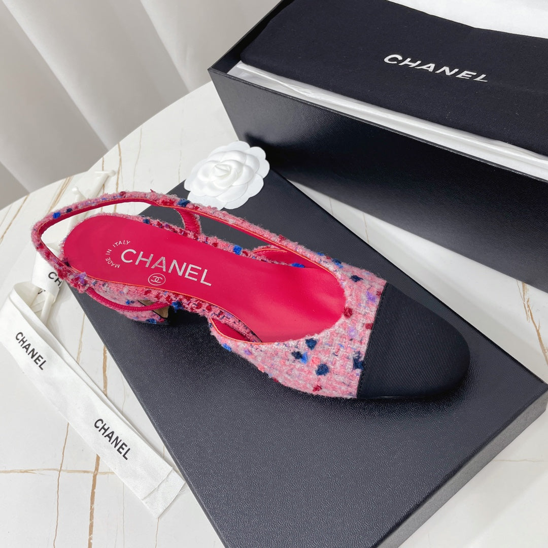 CC 26s High-Heel Slingbacks 65 Mm In Black Mix Pink Tweed