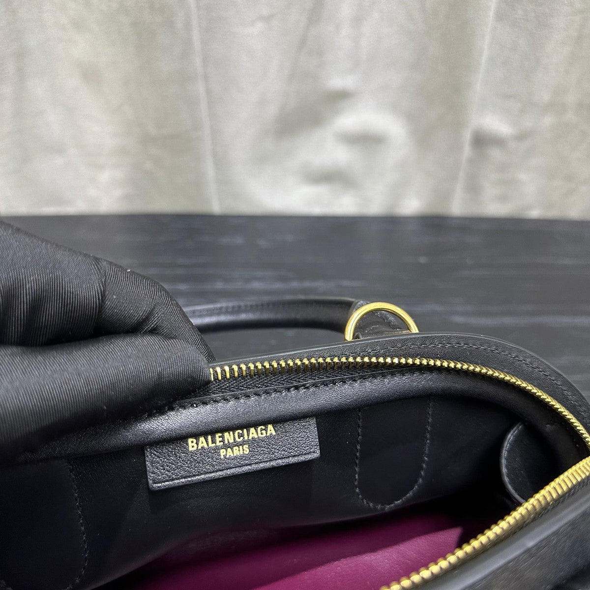 Balenciaga Bolero Bowling Bag Black Calfksin