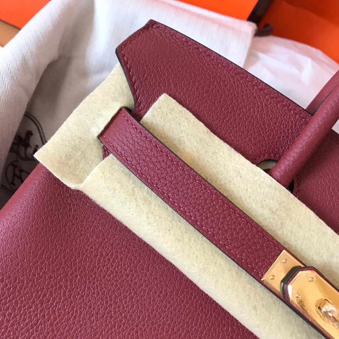 HM BIRKIN 25CM RED WINE TOGO LEATHER GOLD HARDWARE