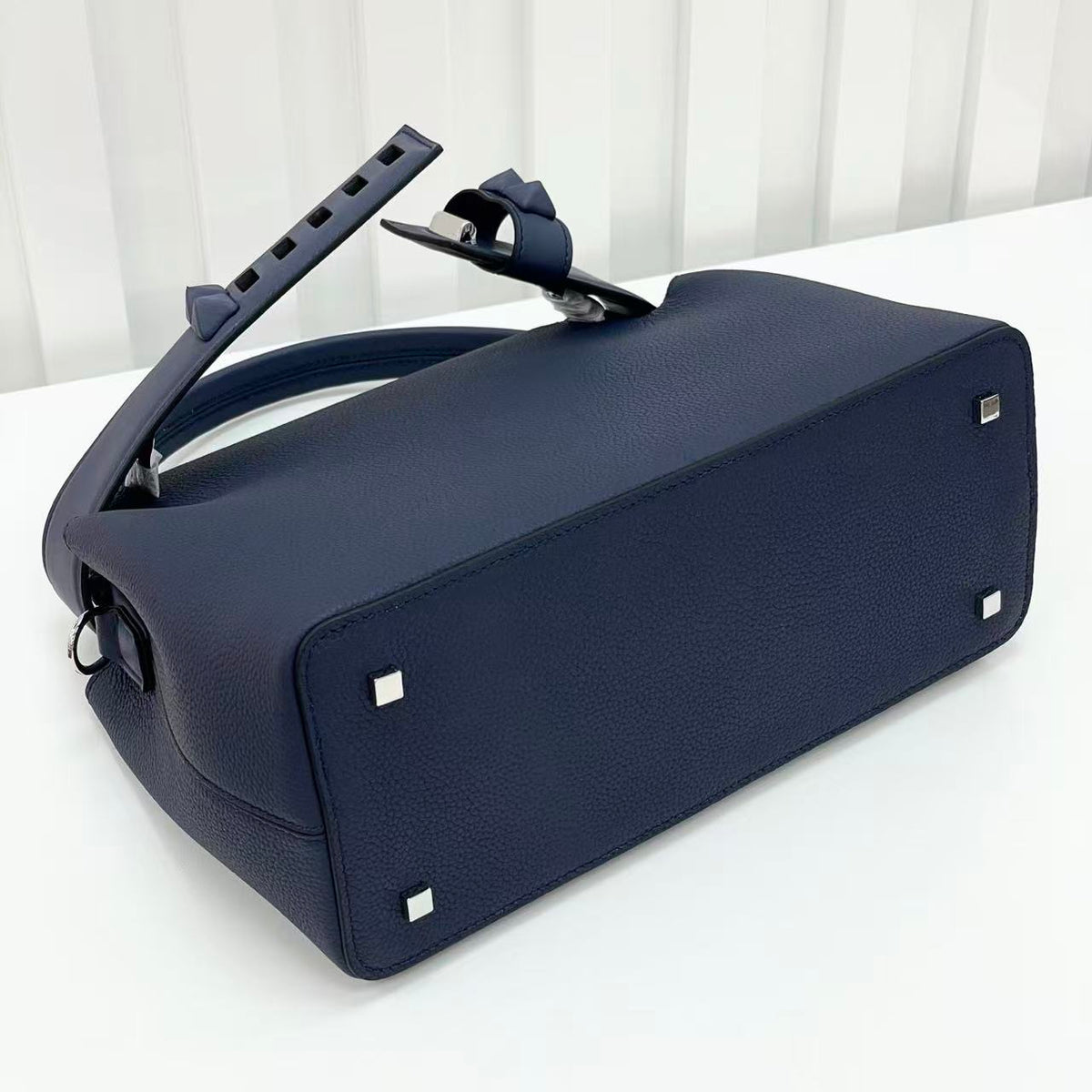 HM Medor Bag With Collier De Chien Clasp Dark Blue Togo And Swift Calfskin