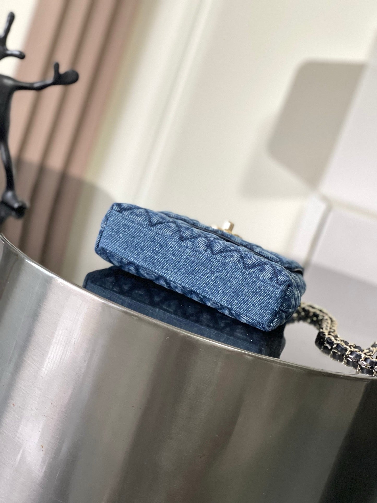 CC Coco Handbag 16.5cm Blue Quilted Denim