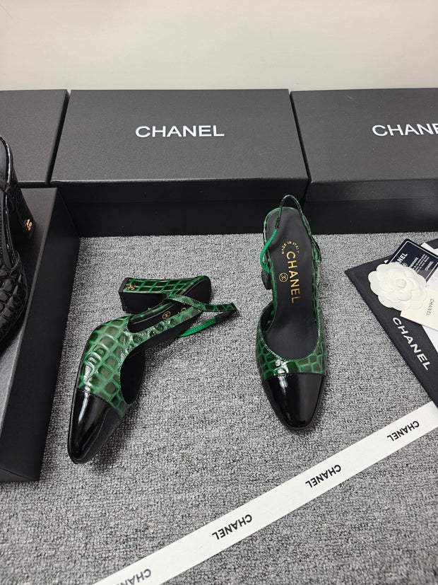 Chanel 2026 Crocodile Empossed Slingback Glossy Calfskin 855982