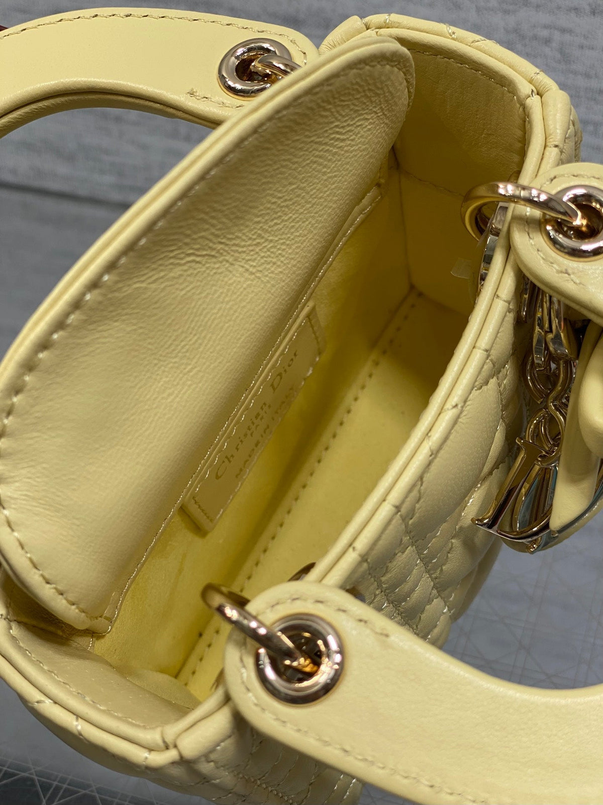 Dior 2026 Bow Lady D-Joy Yellow Cannage Lambskin With Light Gold 286555