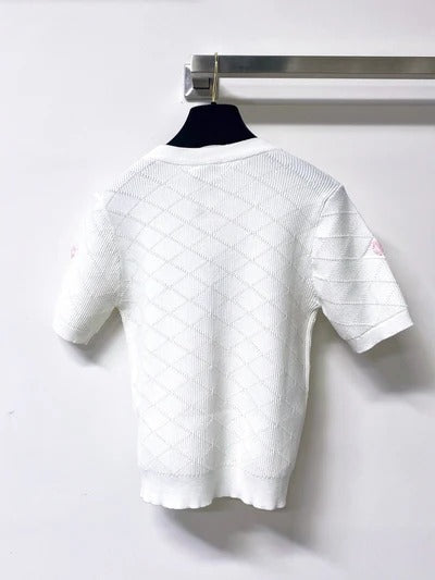 Chanel 2026 Quilted Knit Short-sleeved Shirt Wool Cashmere Tencel 310325