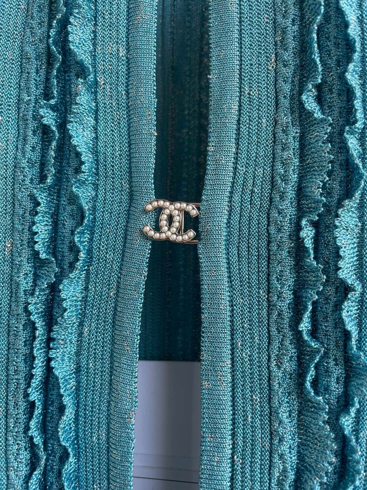 Chanel 2026 Cardigan Logo Button Blue Wool