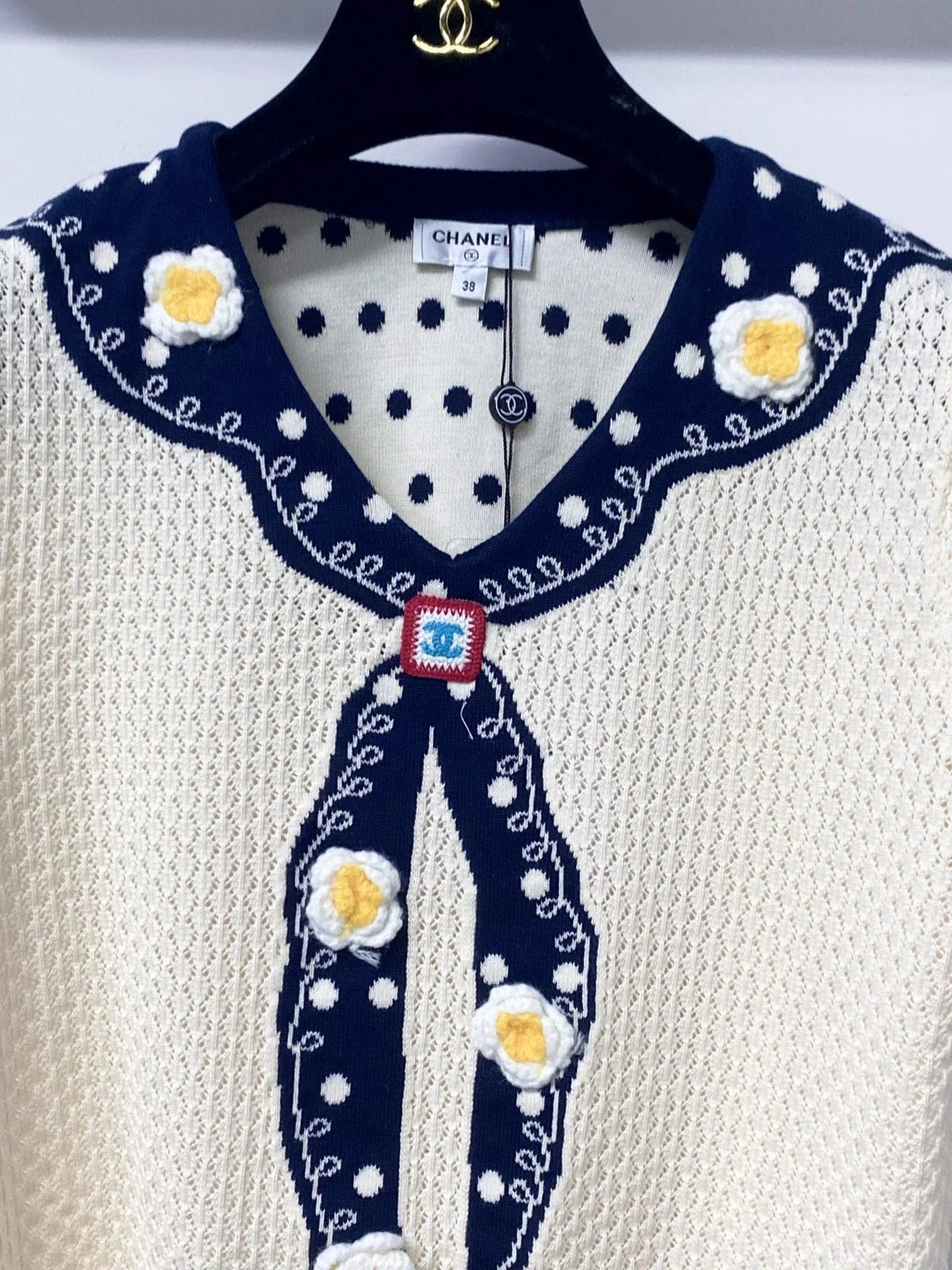Chanel 2026 Striking Blue Sailor Short-Sleeve Shirt Cream Wool 650953