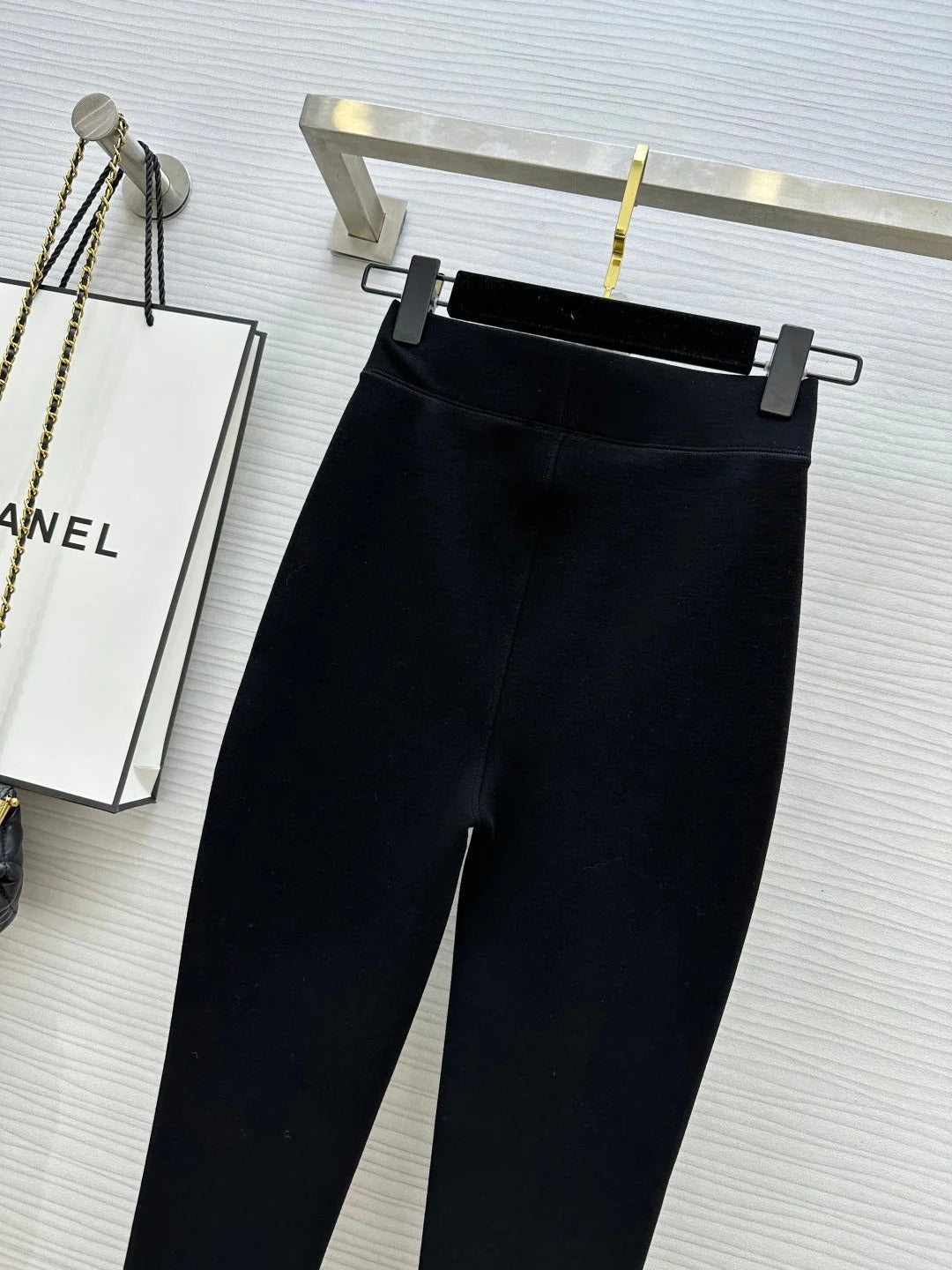 Chanel Black Leggings in Baby Velvet 276220