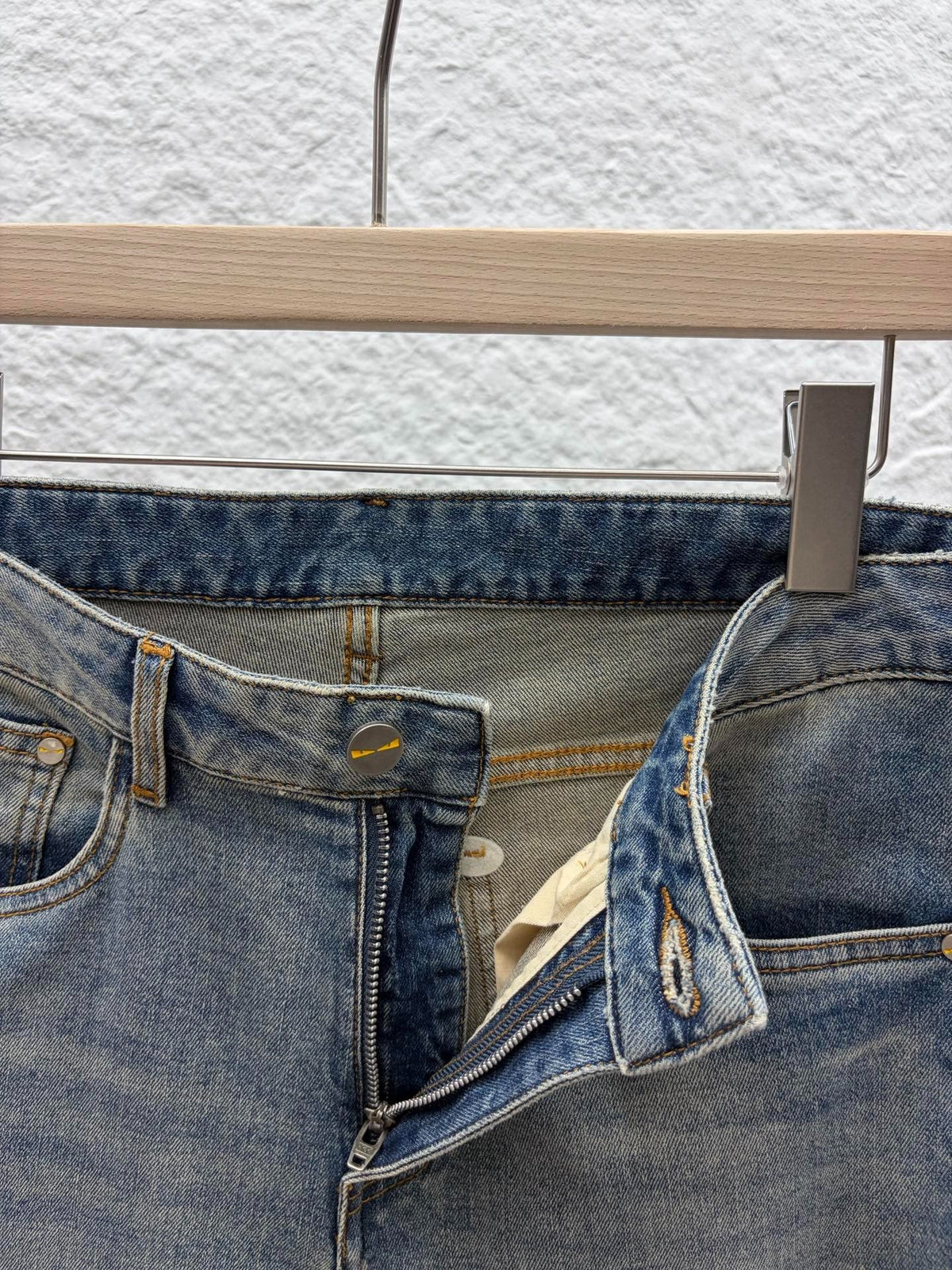 Fendi 2026 Men's Jeans Washed Blue Denim 738156