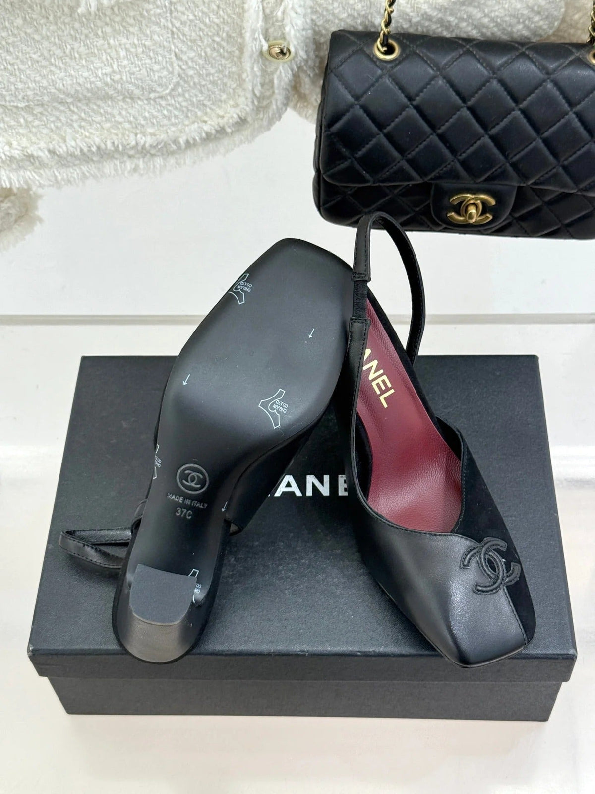 Chanel 26S Slingback 85mm Black in Cowhide Suede 706354