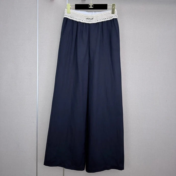 Chanel 2026 Wide-leg Trousers With Unique Waist Tencel Linen 377055