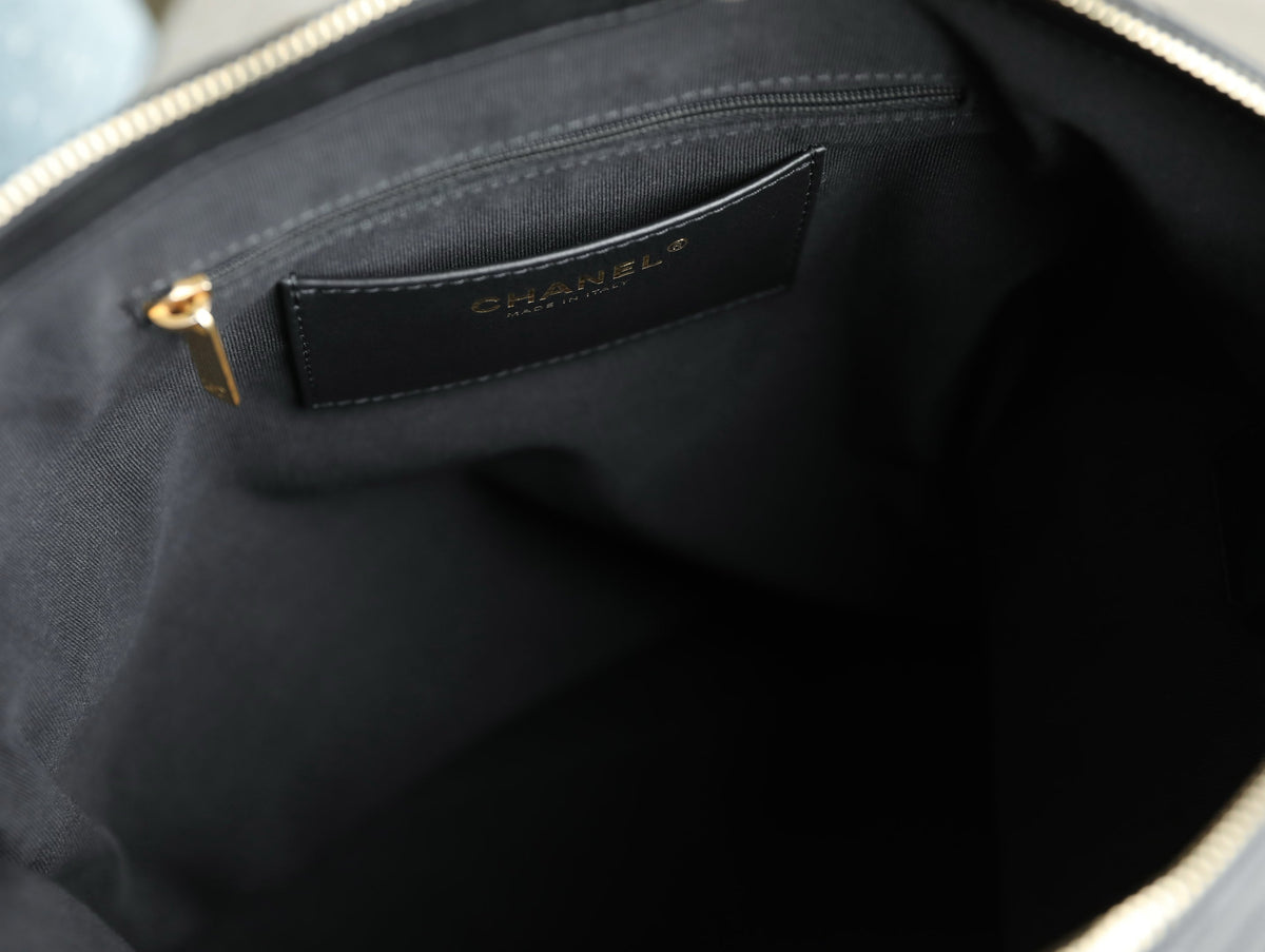 Chanel Hobo Backpack Max Large Black Calfskin