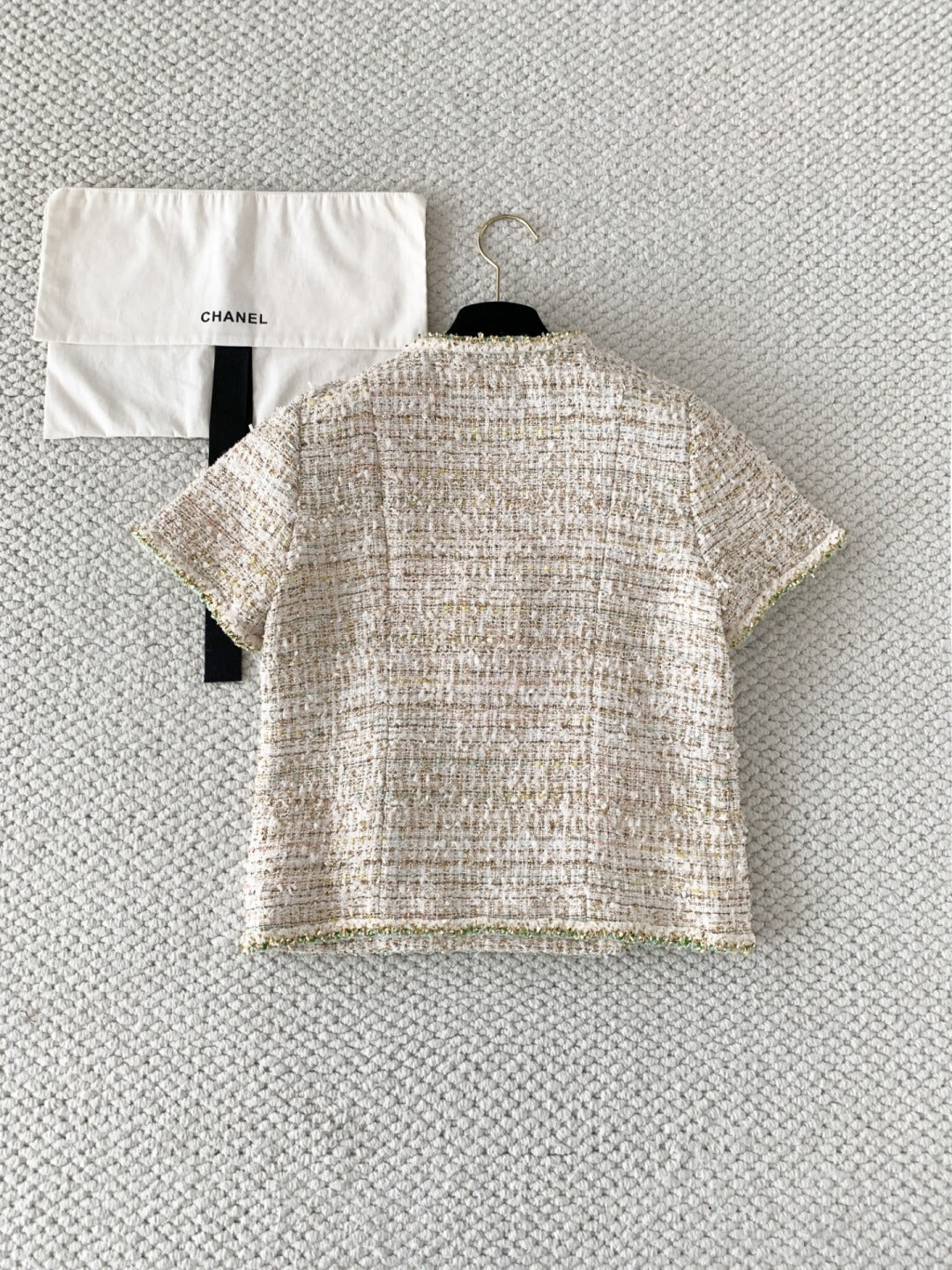CC Short-Sleeved Top Cream Colorful Tweed 380661