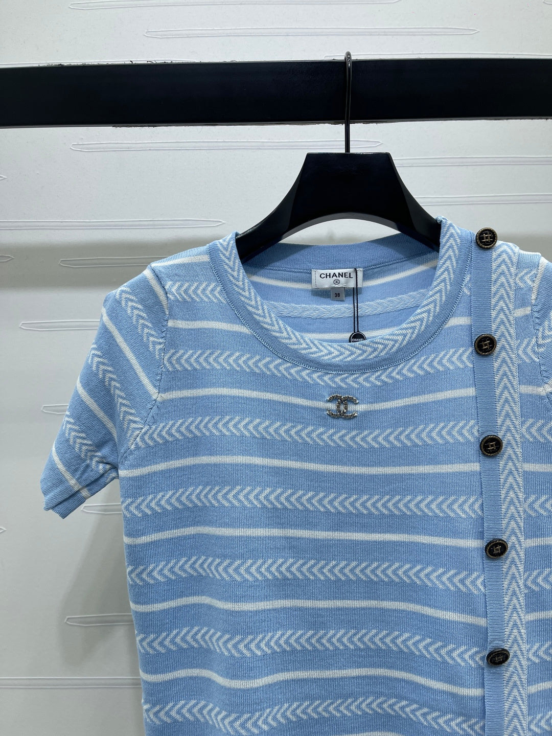 CC 26s Short-Sleeved Top White Blue Cotton 373097