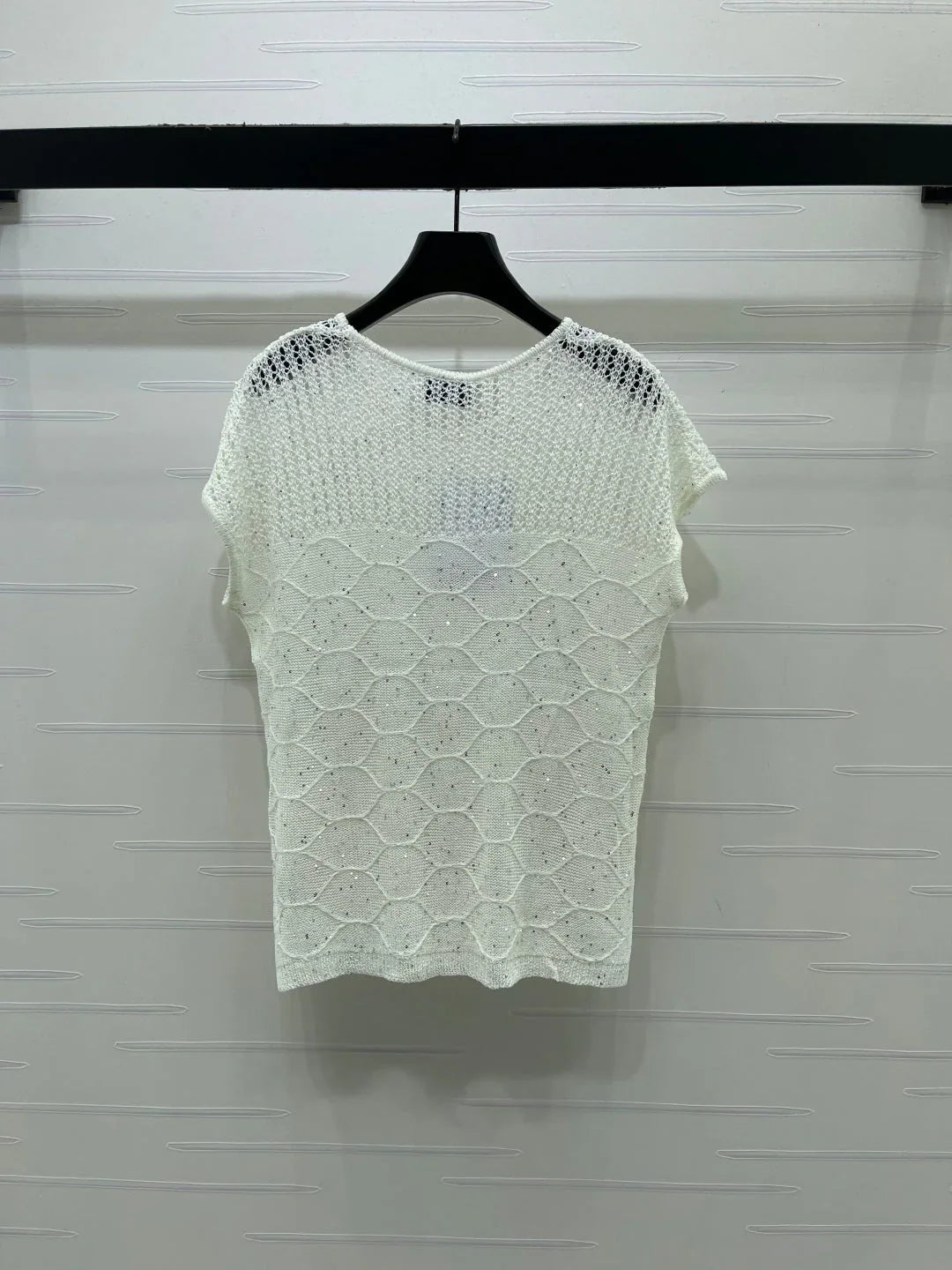 Chanel 2026 Round Neck Hollow Out Knit Short Sleeve Tencel 397438