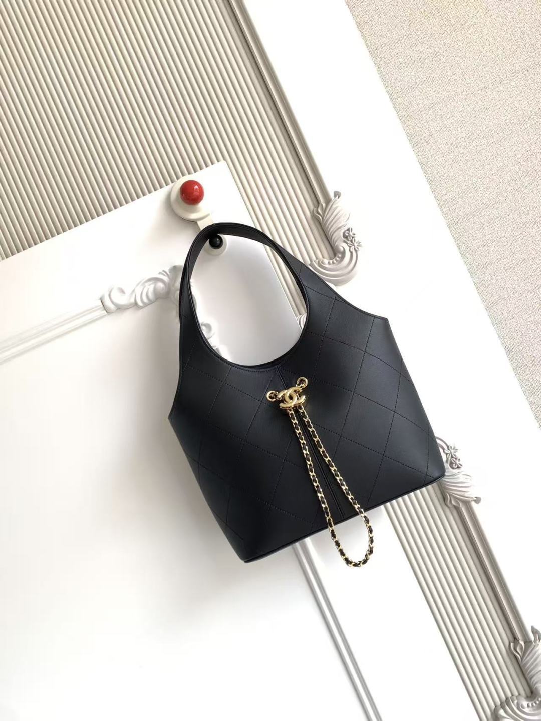 Chanel 2026 Basket Hobo Bag 58cm Black Calfskin