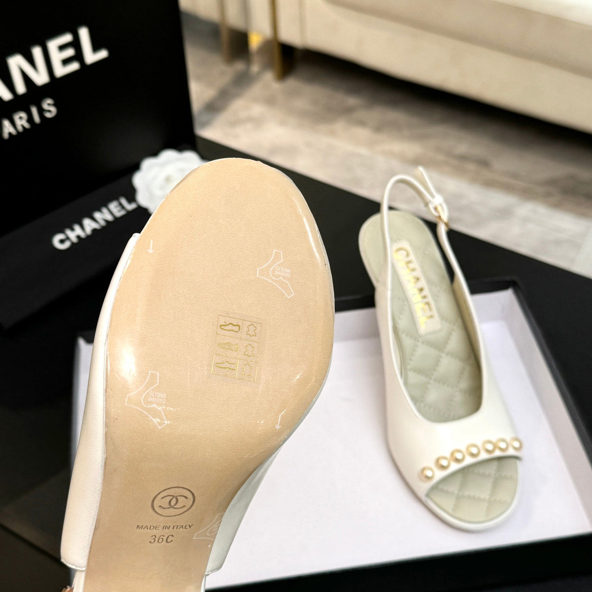 CC 26A Pearl Slingback White Lambskin 672994
