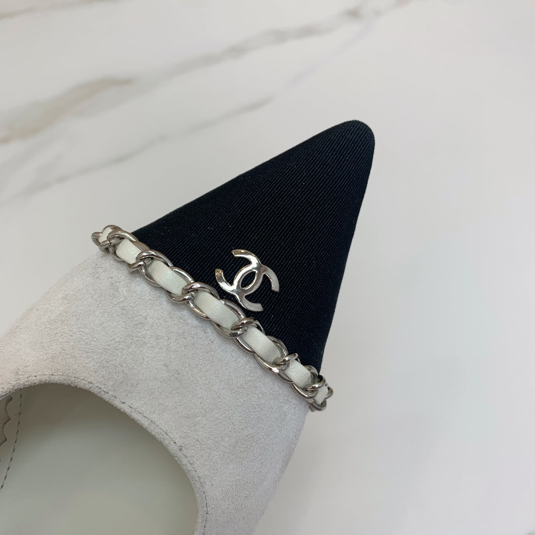 CC 26s Slingback 4.5cm Chain Light Grey Suede 792604