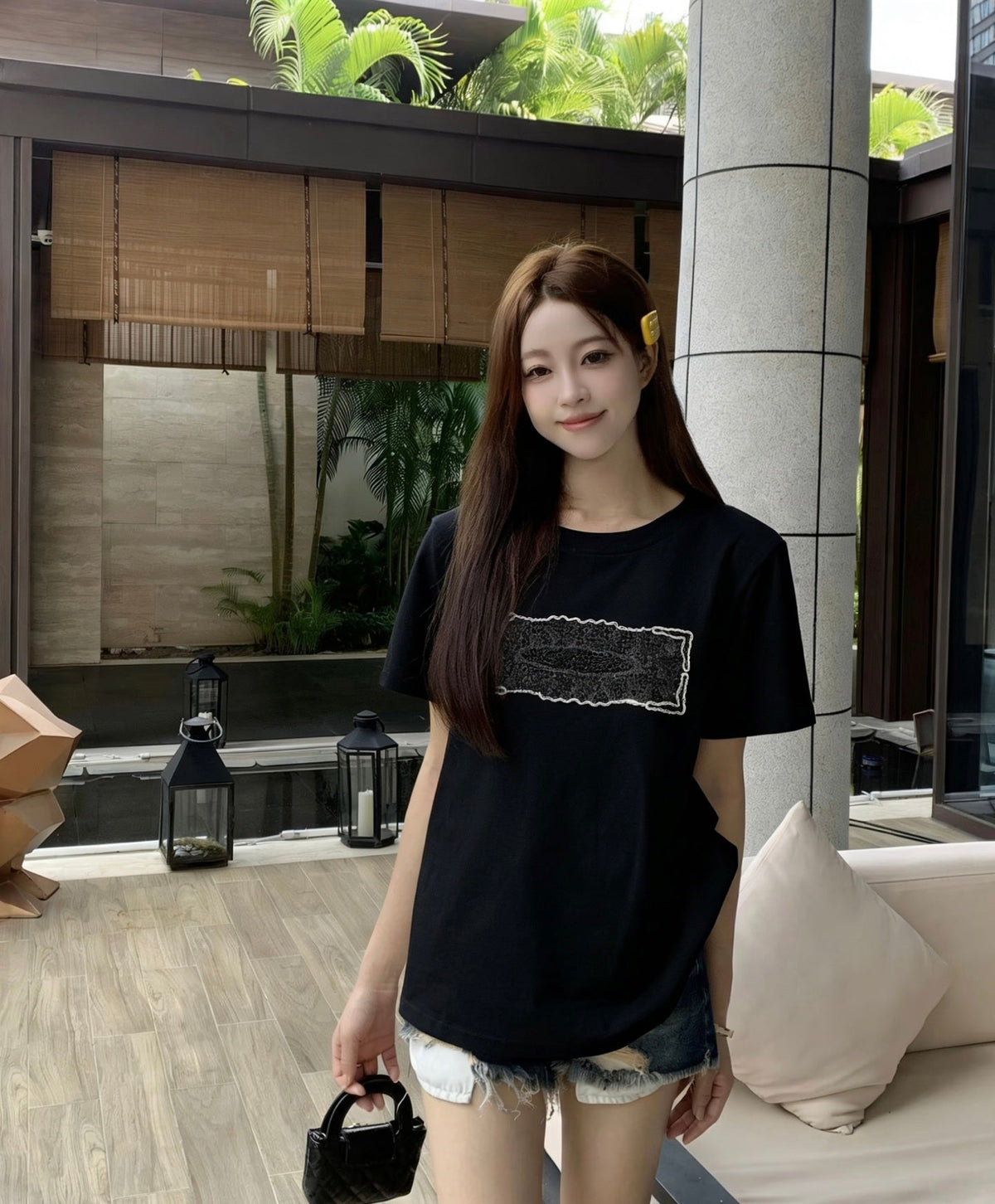 CC 26s Embroidered T-Shirt Black Cotton 363667