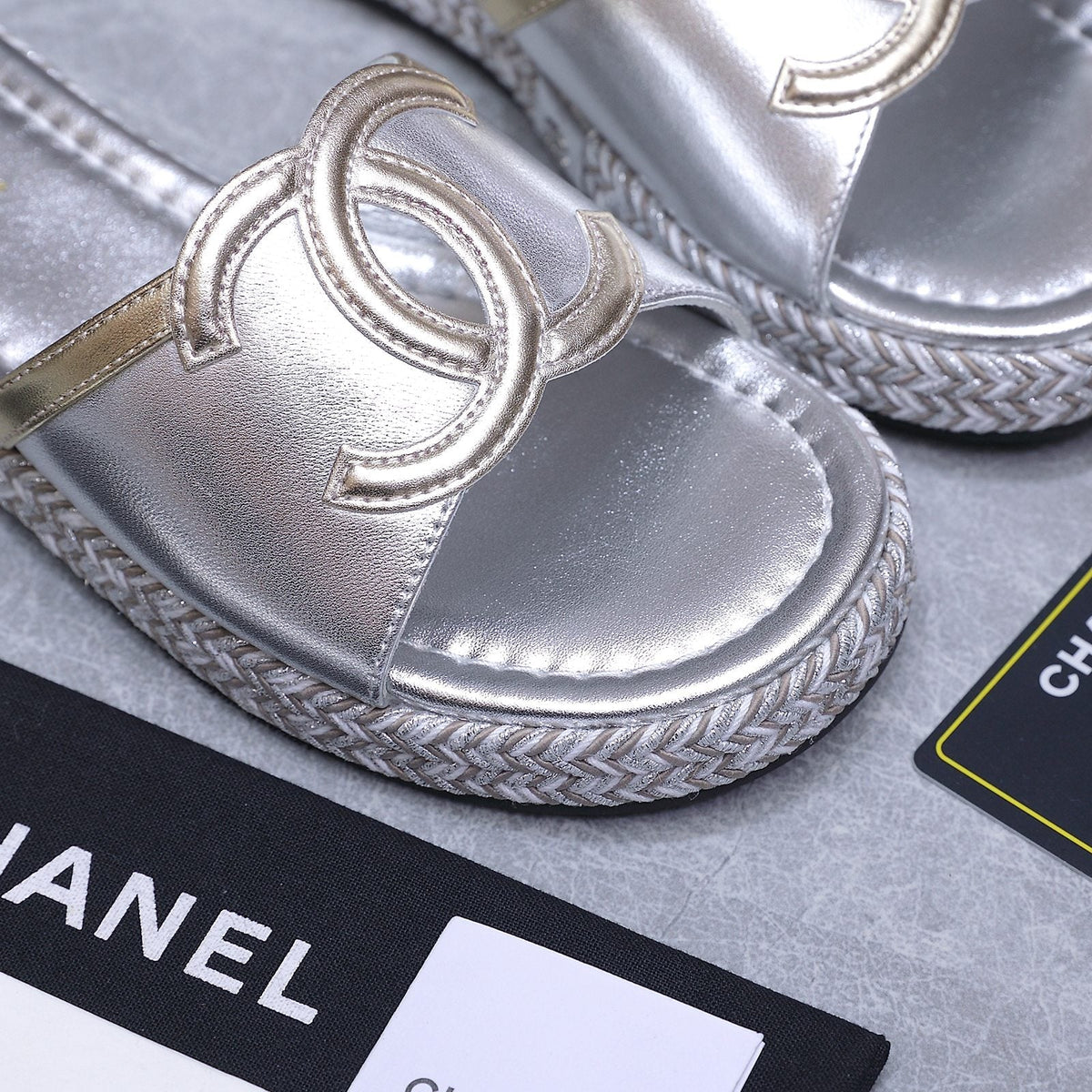 Chanel 2026 Slippers Silver Sheepskin 758398