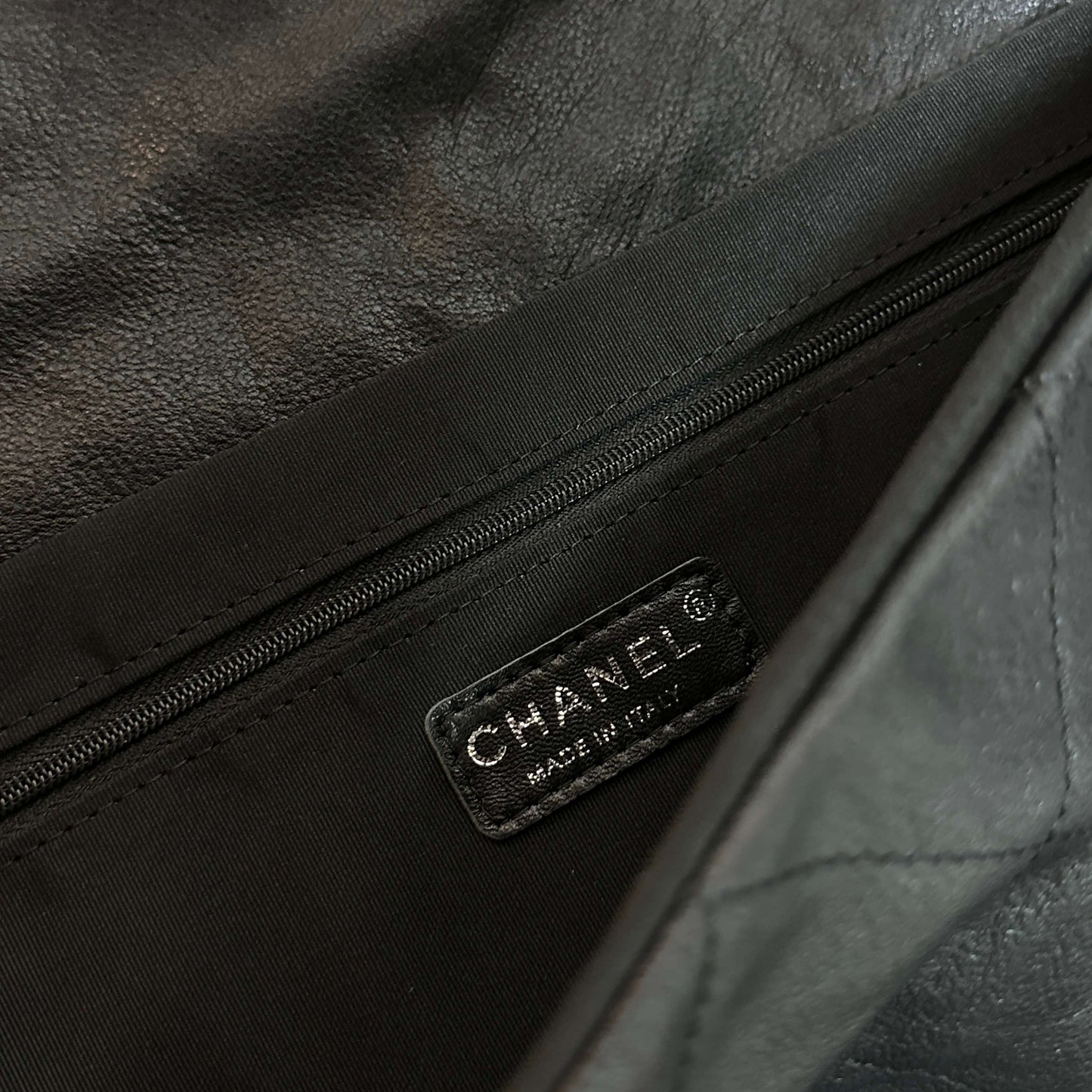 CC 26s Flap Tote Bag Black Oil Wax Leather