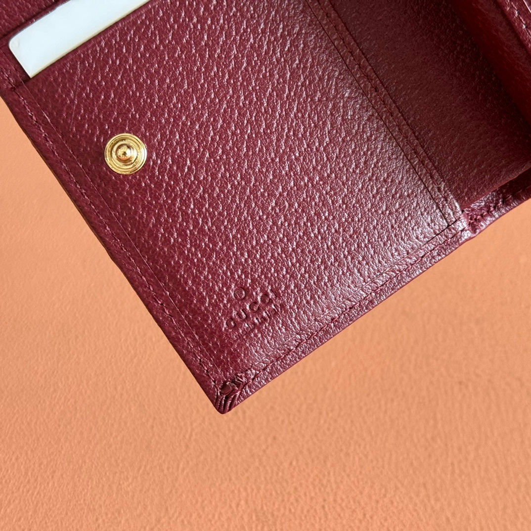 GG Ophidia Small Wallet Burgundy Brown Beige Canvas Leather