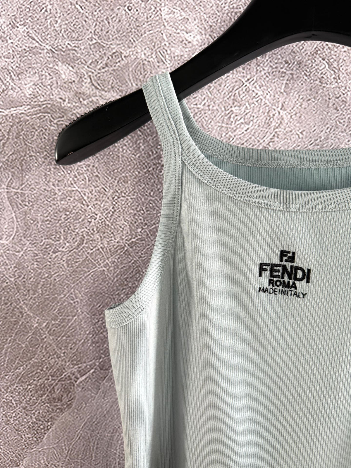 Fendi Embroidered Vest Blue Green Cotton
