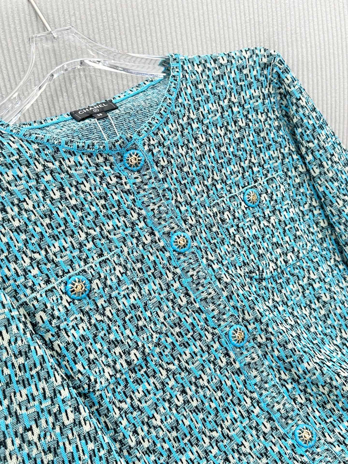 CC 26s Peacock Blue Textured Knit Cardigan 426173