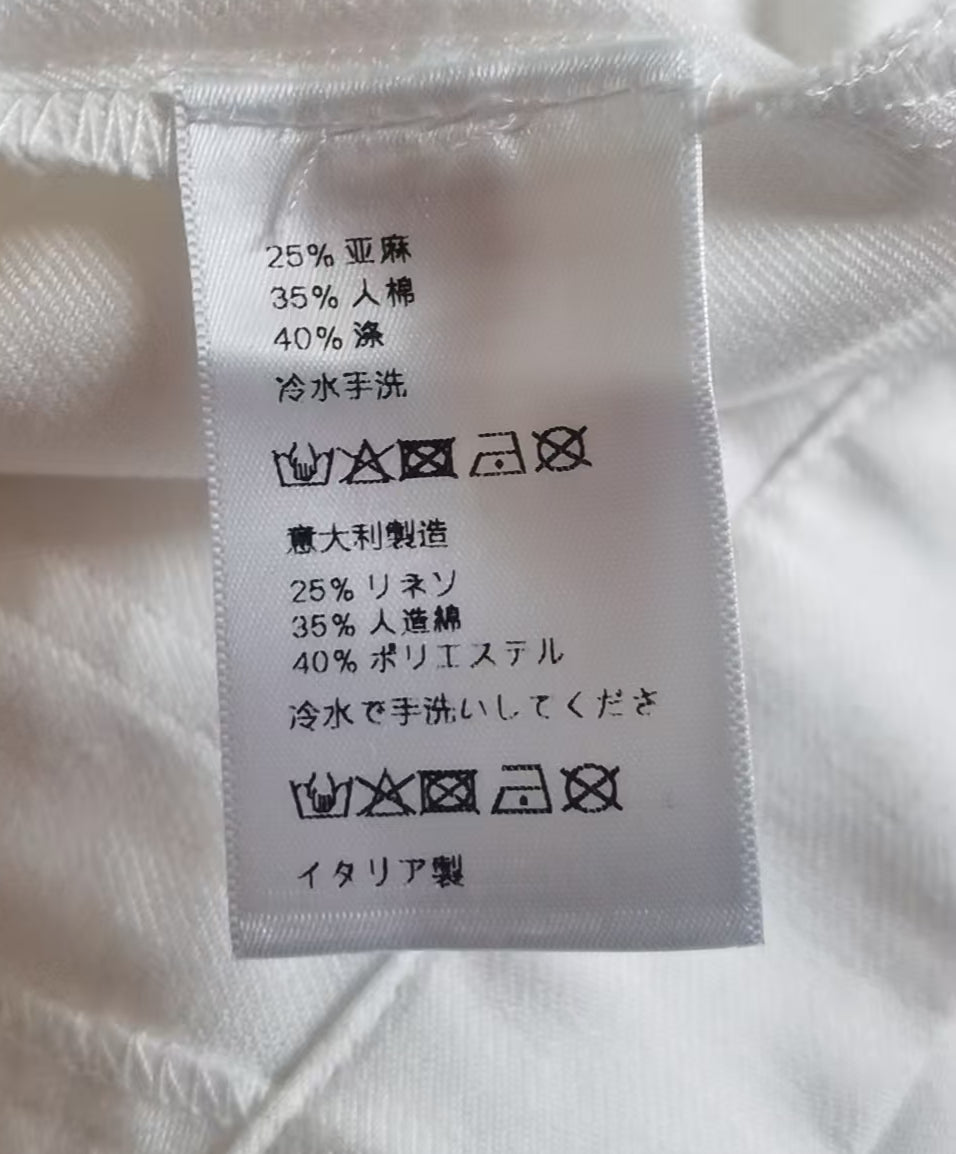 CC 26s Straight-Leg Trousers White Linen Rayon Polyester 363900