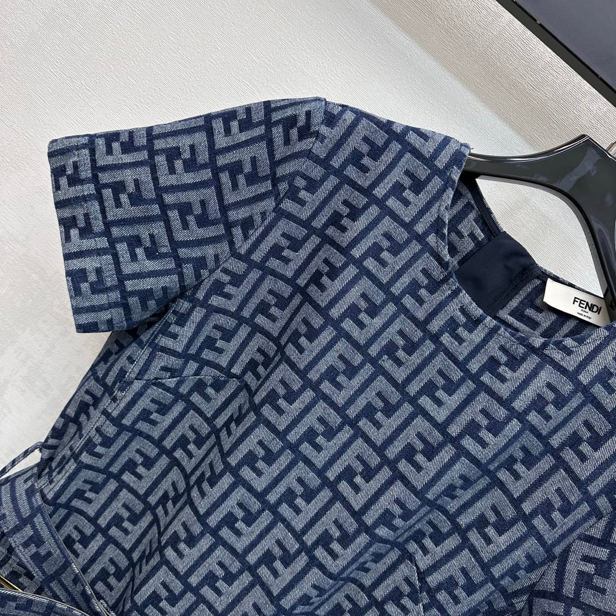 Fendi 26s Dress Grey Blue Jacquard Denim 366967