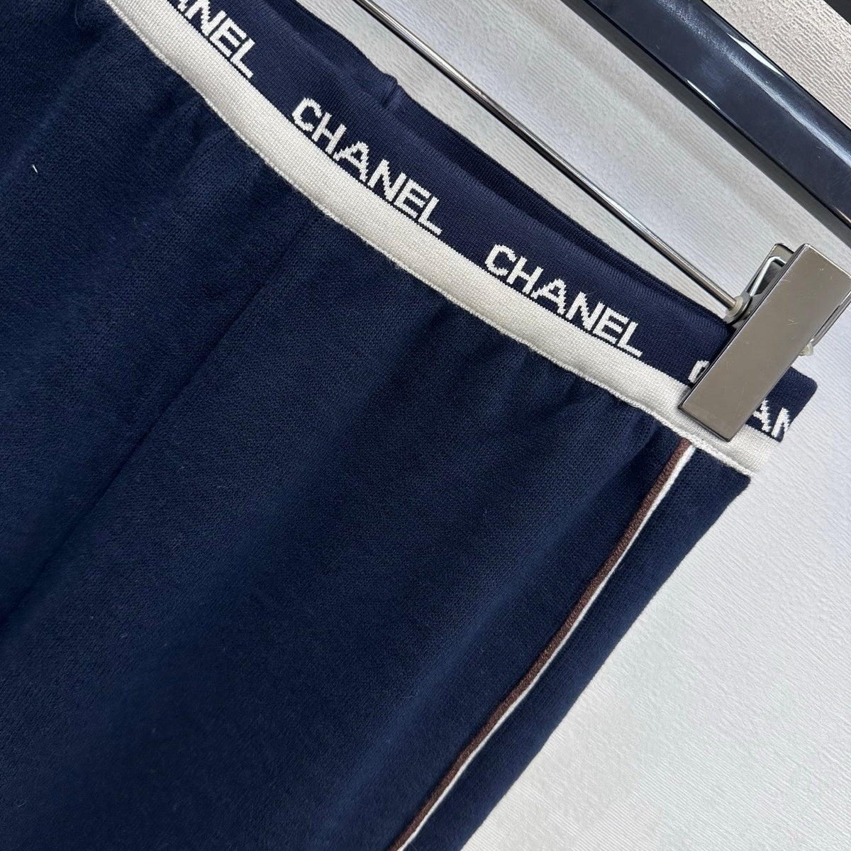 CC 26s Letter-Embroidered Trousers Navy Blue Wool Polyester 422572