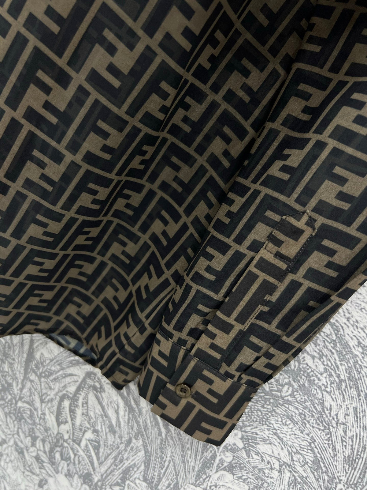 Fendi 25 Shirt Black Brown Polyester fiber