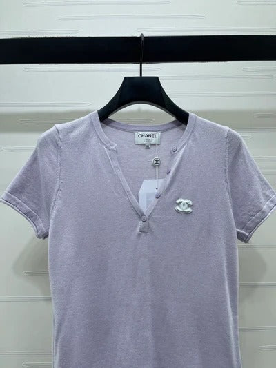 Chanel 2026 V-neck Short-sleeve Shirt Wool Cashmere