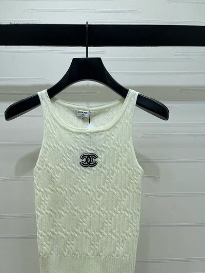 Chanel 2026 Cable Knit Crew Neck Camisole Wool Cashmere 355308