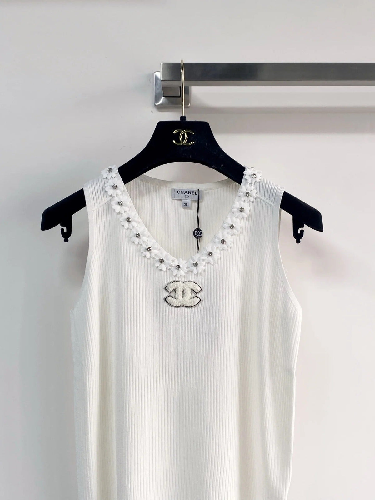 Chanel 2026 Flower Shirt White and Black Polyester Viscose