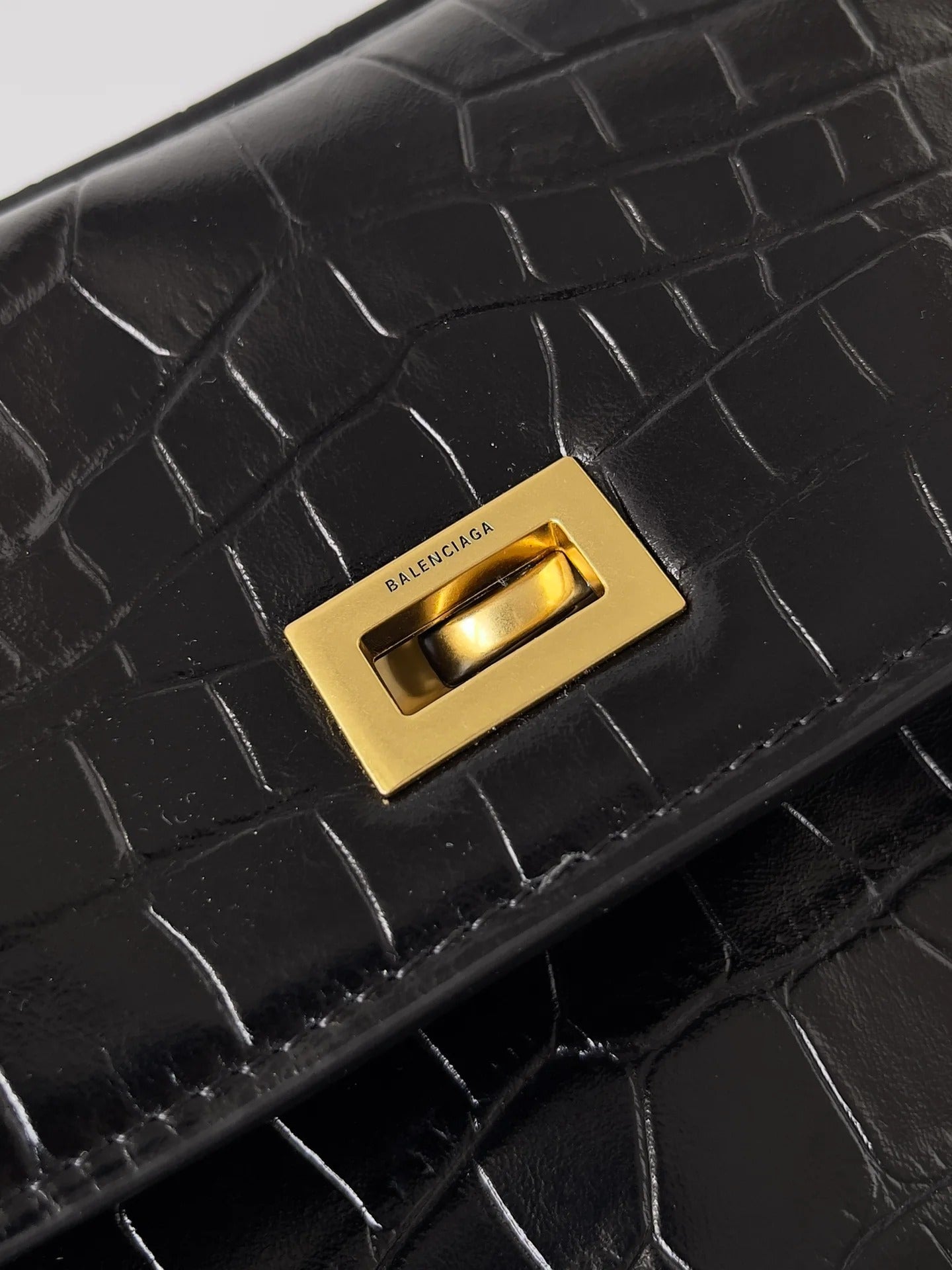 Balenciaga Rodeo Bag 35 Black Crocodile Skin Gold Hardware 351307
