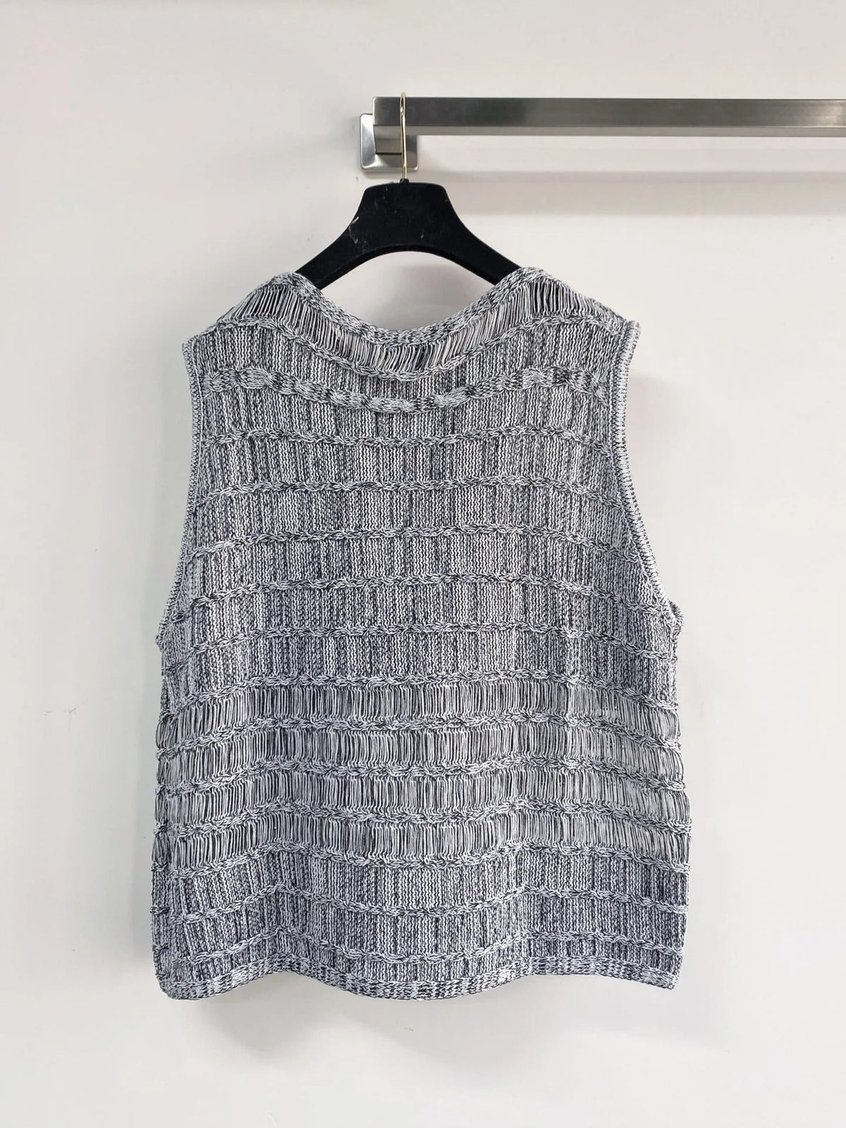 Chanel 2026 Hollow-Out Vest Black and Gray Viscose Nylon