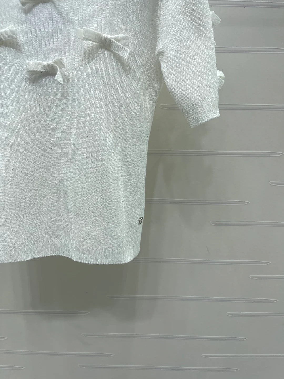 Chanel 2026 Bow T-shirt Black and White Wool Nylon 136350