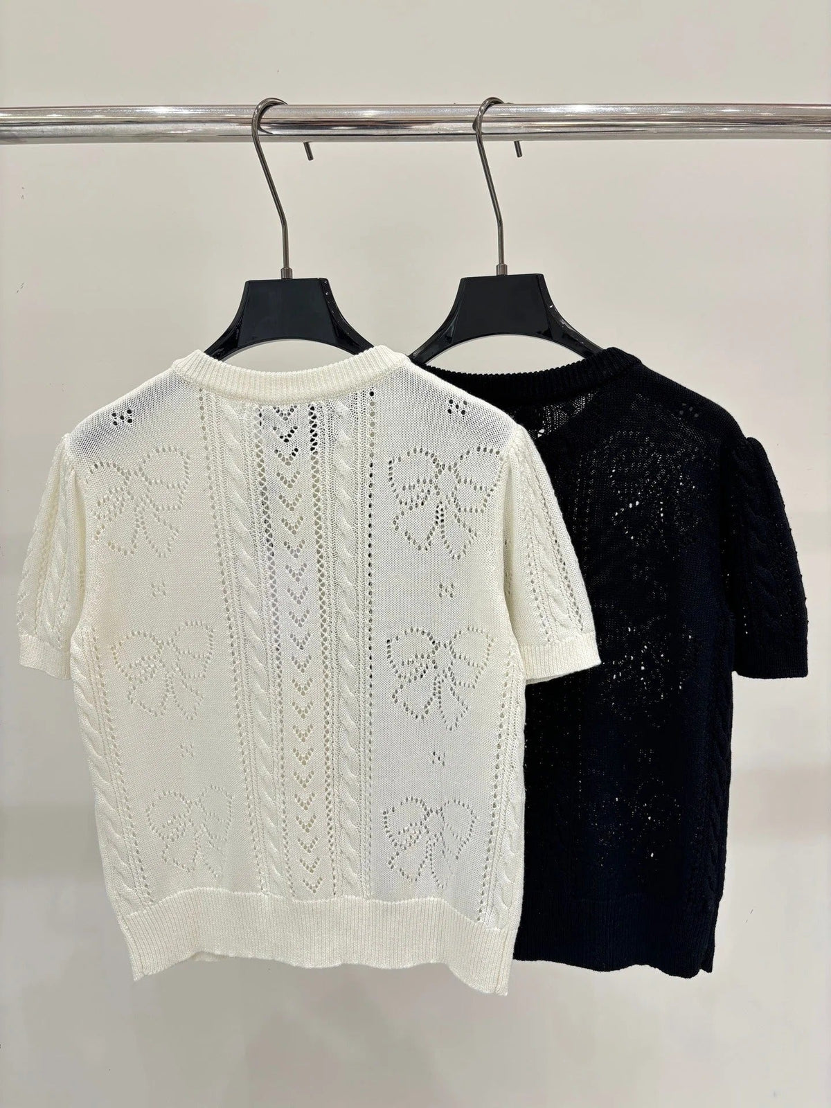 Chanel 2026 Short-Sleeved Top with Bow Tie Cotton 394741