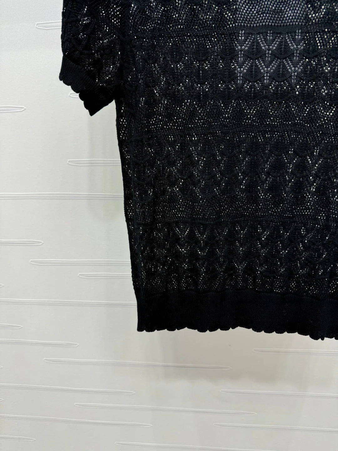 CHANEL 25S HOLLOW KNIT SHORT SLEEVE TOP 264151