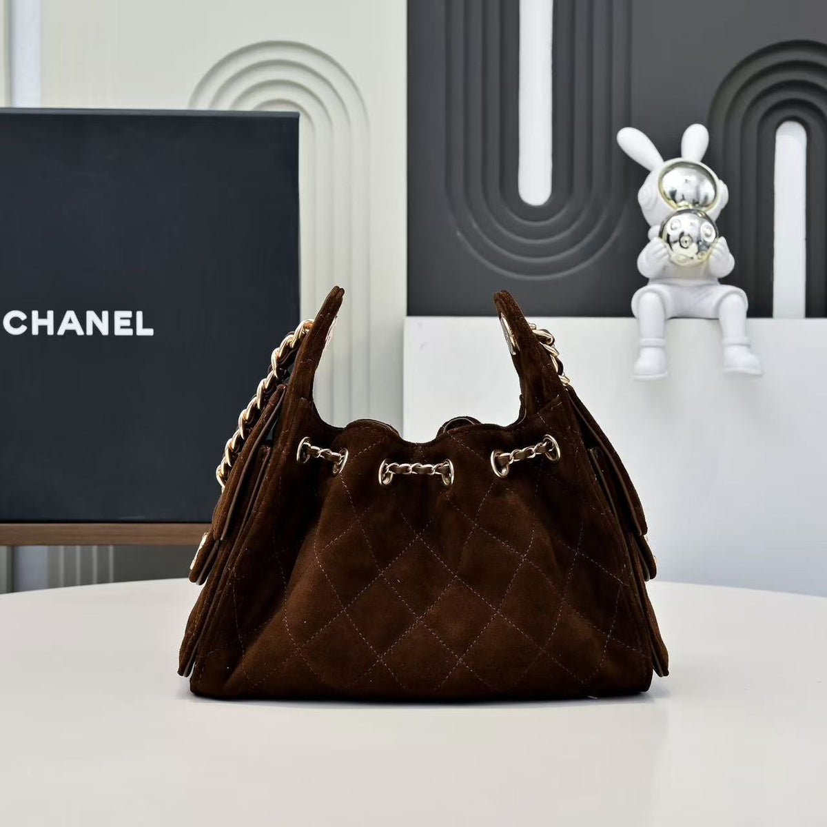 CC 26c Hobo Bag 22cm Dark Brown Suede