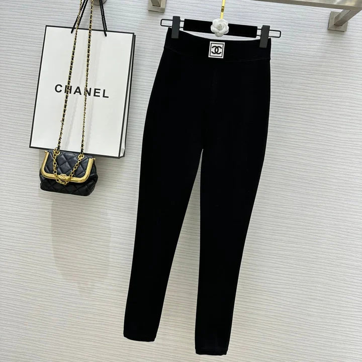 Chanel Black Leggings in Baby Velvet 276220