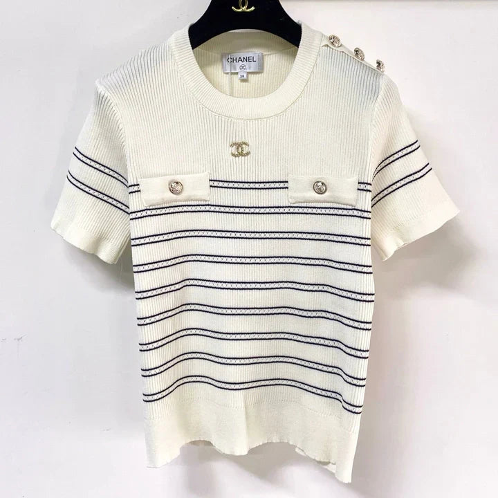 Chanel Short-Sleeve T-Shirt White in Wool 287135