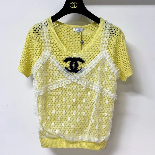 Chanel Short-Sleeve T-Shirt Yellow in Wool 305817